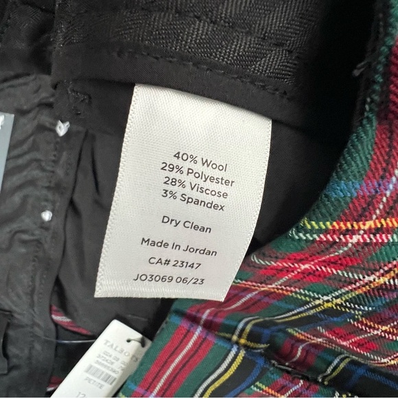 Talbots Wool Hampshire Ankle Tartan Celebrating Holiday Plaid Pants 12P money - Picture 8 of 13